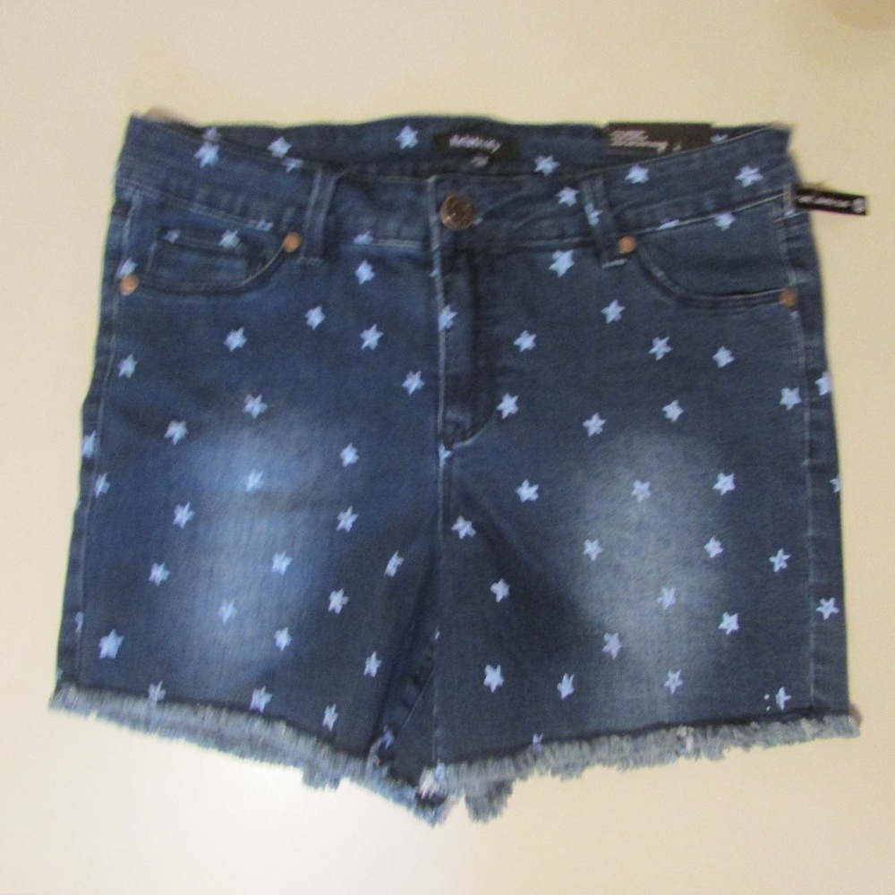NEW Cut Off Jean Shorts Blue Stars Women sz 10